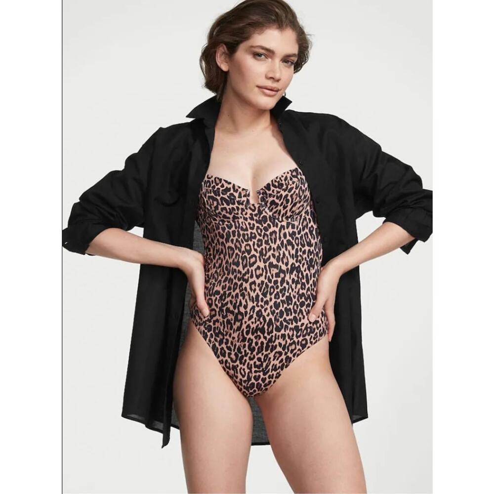 Victoria's Secret Black Oversized Linen Shirt Cover Up M